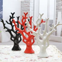 Árboles decorativos de cerámica para decoración de bodas, árbol rico chino, coral, artículos de decoración de escritorio, color negro, blanco, rojo