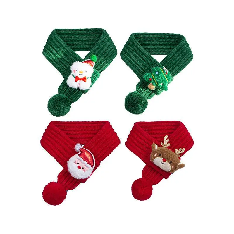 Christmas Dog Knitted Scarf Collar Santa Claus Adjustable Dog Bandana Scarf Festival Lightweight Small Dog Accessories - view 5