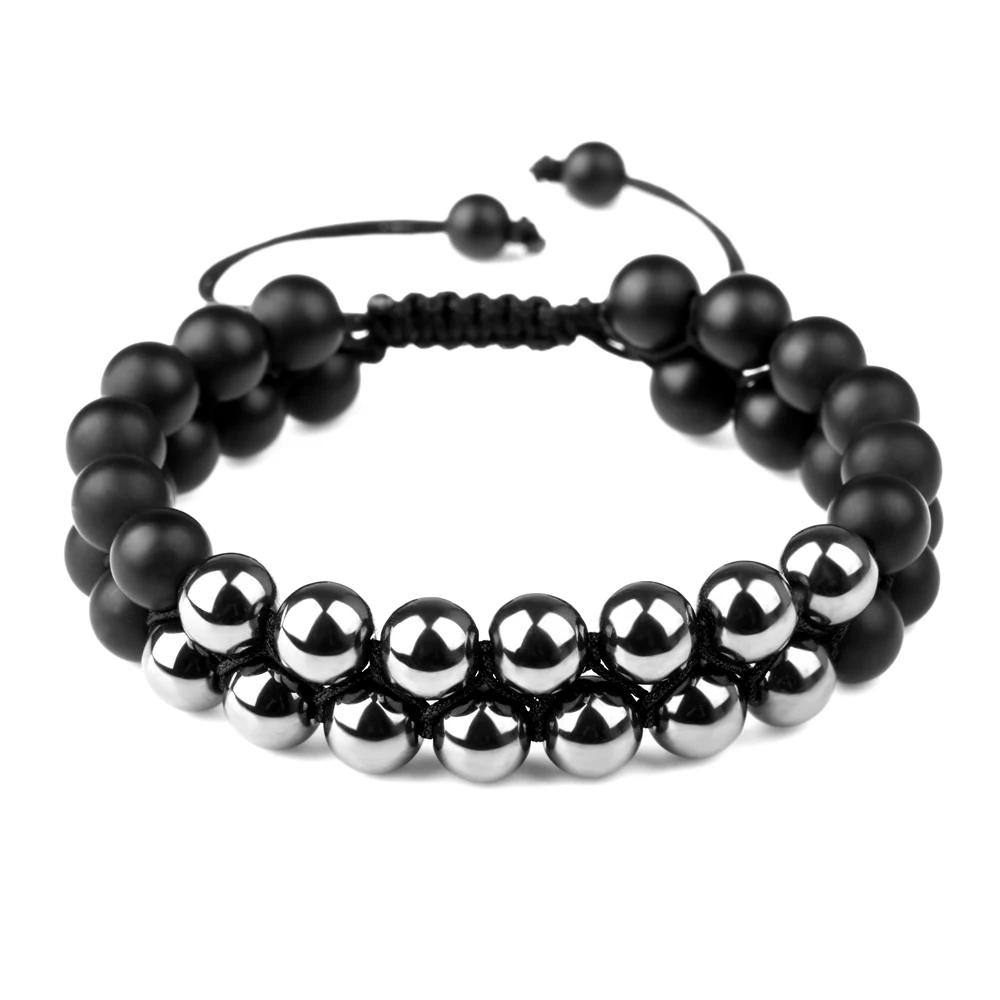 Tiger Eyes Healing Natural Stone Beaded Bracelet Adjustable Braided Rope Double Row Yoga New Fashion Men Stone Bracelet