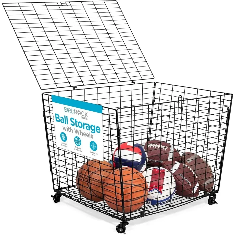 

Sports Ball Basket Organizer with Wheels & Heavy Duty Casters - Ideal for Basketball, Football, Soccer, Baseball Storage