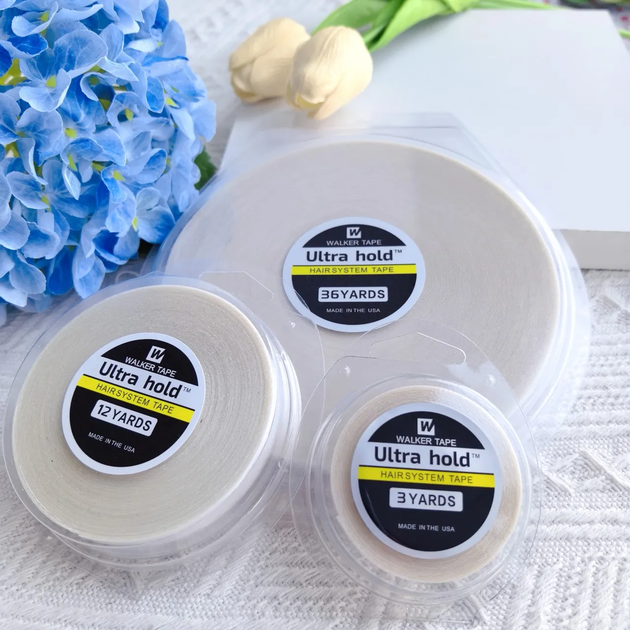 36/12/3 Yards/Roll Hair System Tape For Hair Extensions No Shine Bonding Double-Sided Lace Front Wig Tape Adhesive Replace Tape