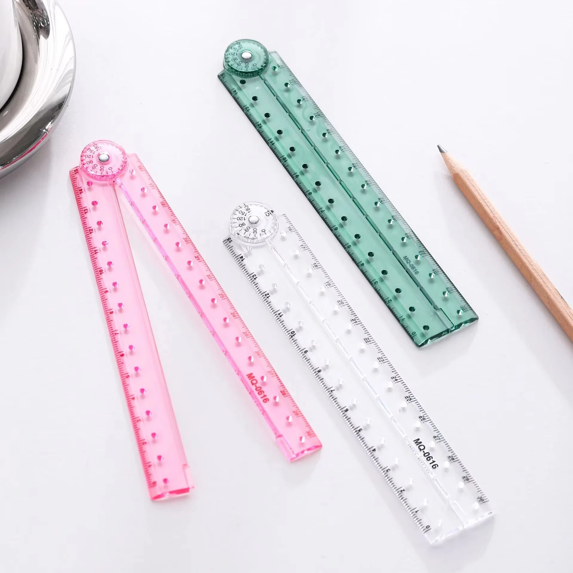 Color transparent folding ruler, length 15-30 centimeters, student drawing measuring ruler, school office supplies