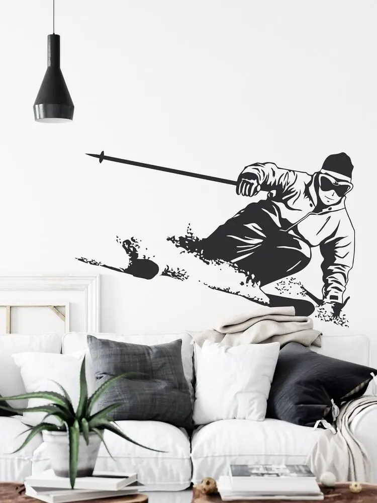 Sports Ski Wall Stickers Ski Enthusiasts Home Decor Stickers, Wall Winter Sports Decor High Quality Removable Wall Stickers Jx23