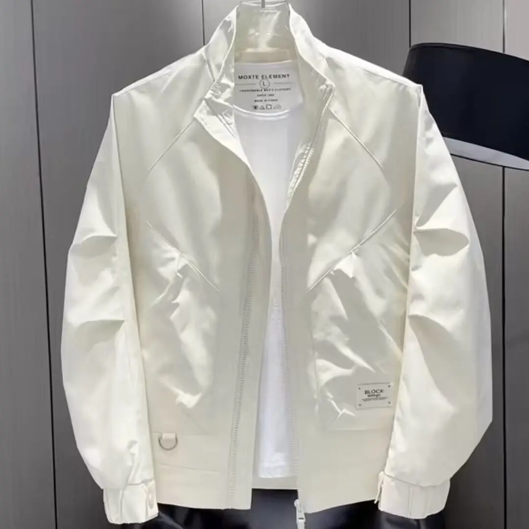 2025 Men's Autumn New Three-dimensional Cut Fashion Casual and Versatile Stand Collar Solid Color Trendy Jacket