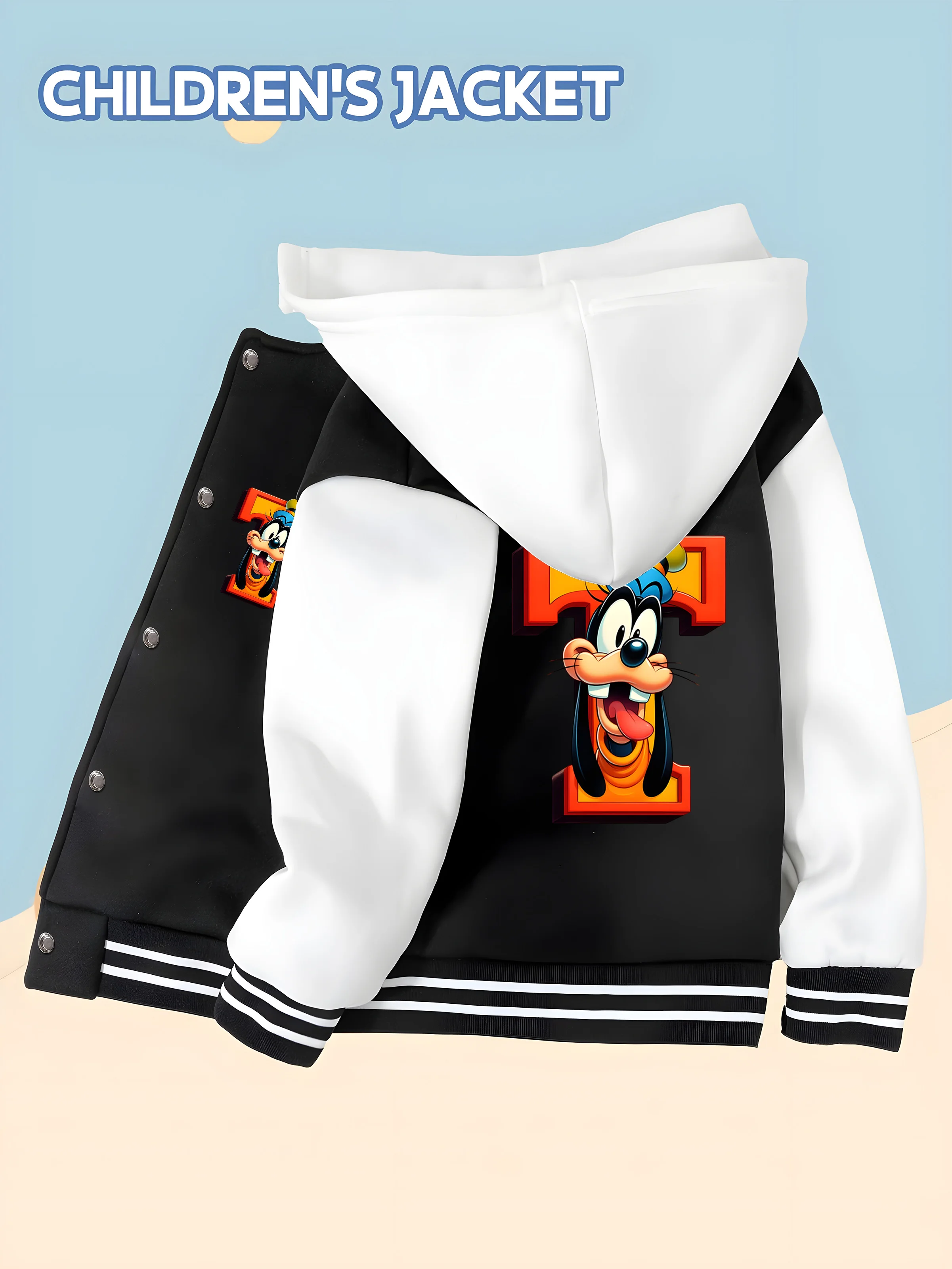 

MINISO Disney collaboration Goofy letter boy's jacket - fun letter "T" and Goofy print, soft and skin-friendly, versatile