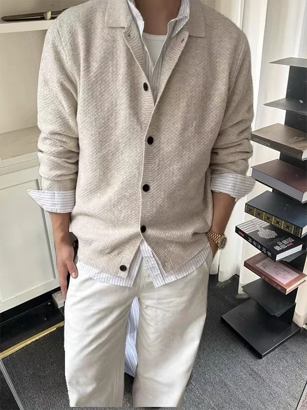 

Loose Fit Men's Knitted Cardigan Casual Button up Soft Comfortable Autumn Winter Sweater Long Sve Warm Color