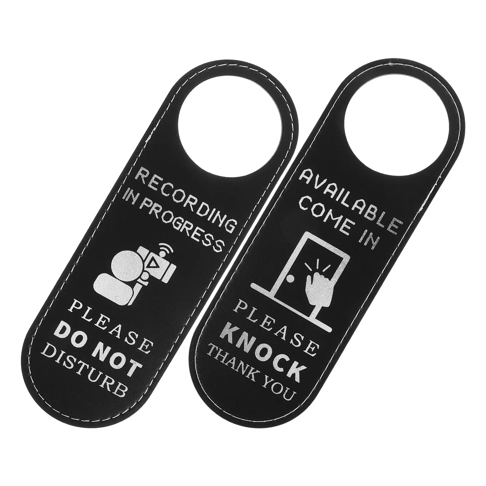 2Pcs Reusable Door Knob Sign Hanging Blackboard Notice Board for Home Office Restaurant Multi-Function PU Door Hanger Sign