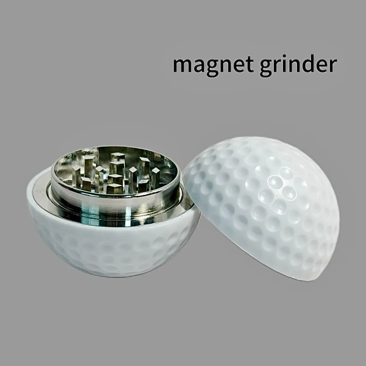 2 Inch 5cm Golf Ball 3 Layer Zinc Alloy Herb Grinder Pollen Catcher Cleaning Brush Magnetic Closure Manual Smoking Tool Gift - view 2