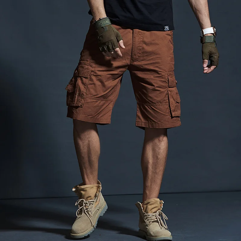 Men's Tactical Cargo Shorts Military Green Cotton Multi-Pocket Outdoor Work Short Pants Summer Knee Length Casual Bermuda - view 3