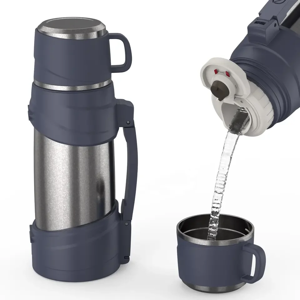 Tytanowy izolowany czajnik 1,5l/1,8l z pokrywką na zewnątrz podróż samochodem izolowany czajnik o dużej pojemności kubek izolowany termos turystyczny