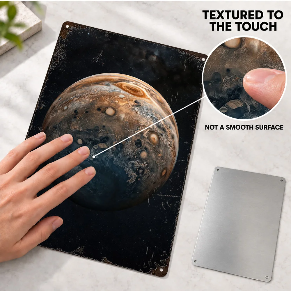 Jupiter Storm Planet Printed Poster Educational Wall Art For Home Office Personalized Aluminum Metal Sign Young Scientist Gift
