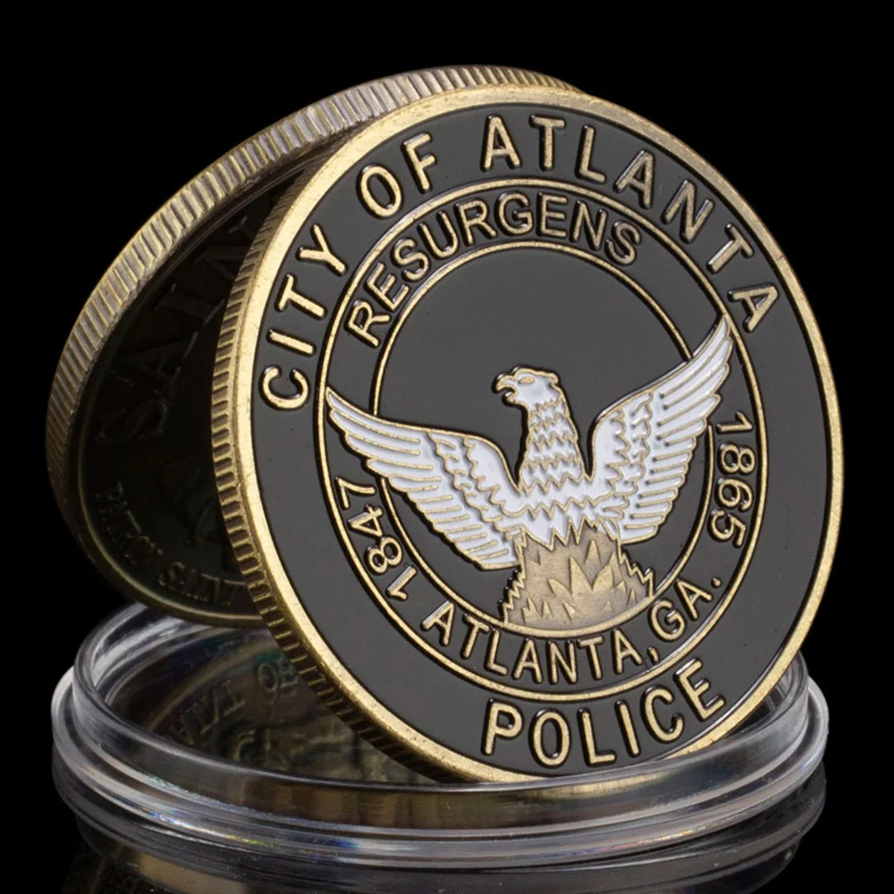 Atlanta Georgia USA Police Department Challenge Coin Souvenir Bronze Plated Coin Saint Micheal Patron Saint of Law Enforcement