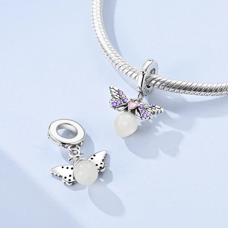 925 فضة مضيئة سحر حبة الزركون ليلة ضوء الوردي الأرجواني اليراع استرخى صالح الأصلي سوار المرأة مجوهرات هدية #1