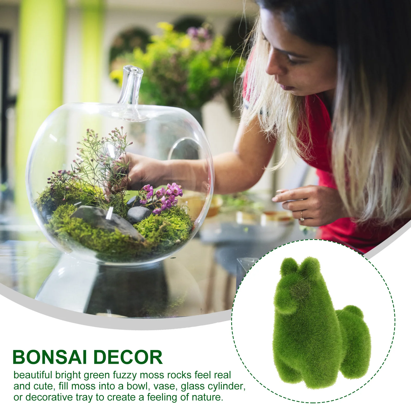 

Simulation Moss Rabbit Artificial Animal Flocking for Woodland Terrarium Fairy Garden Miniature Decoration Fake