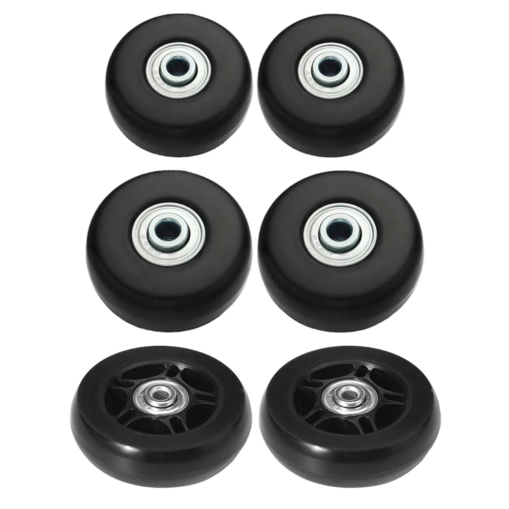 1 Pair Rubber Casters with Metal Bearings Axles Screw Swivel Caster Wheels Wear Resistant Trolley Case Wheels Deluxe Repair Tool