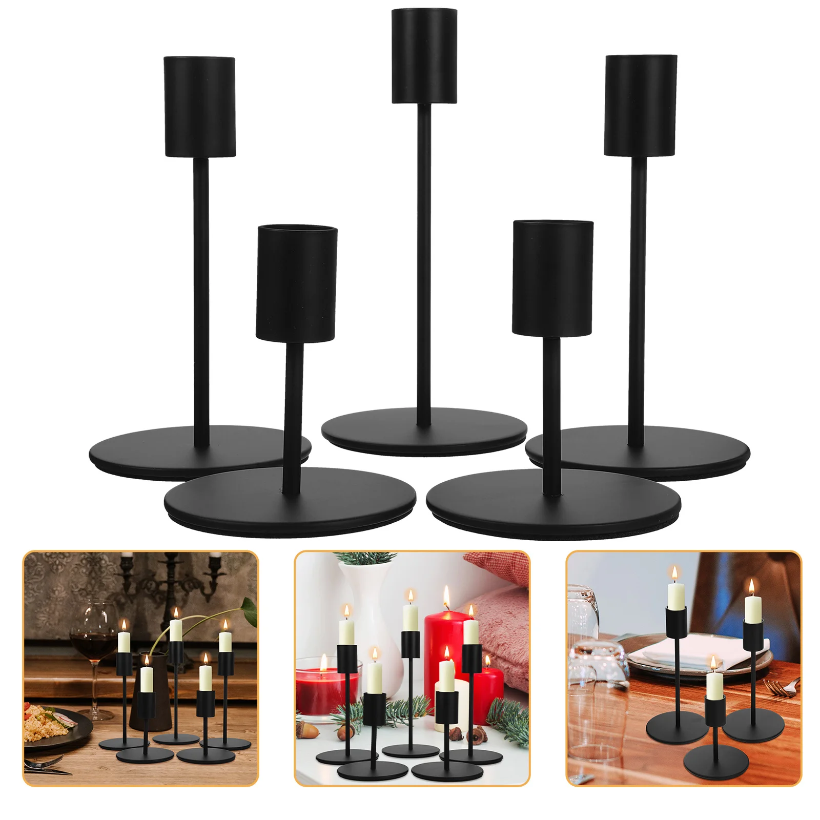 

5Pcs Iron Holder Elegant Metal Taper Candlestick for Wedding Decor Hotel Ambiance Home Decoration Table Centerpiece