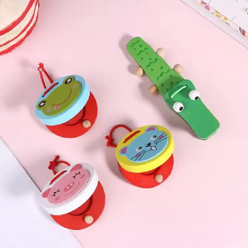 

Развивающие игрушки для детей: деревянные кастаньеты с мультяшными персонажами, музыкальные инструменты, детские музыкальные игрушки с ручкой-хлопушкой