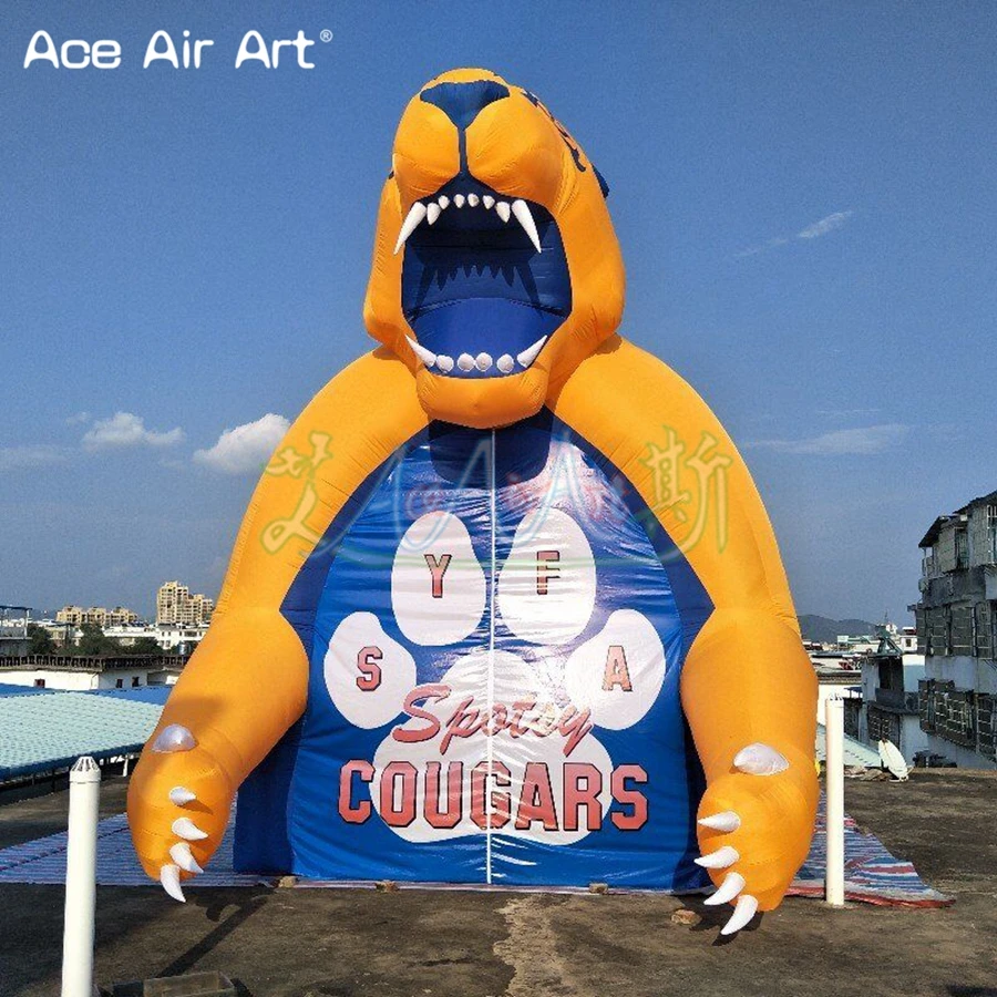 Túnel inflável do leão com portas do zíper, Entrada do mascote gigante, Barraca para o jogo e o evento do esporte