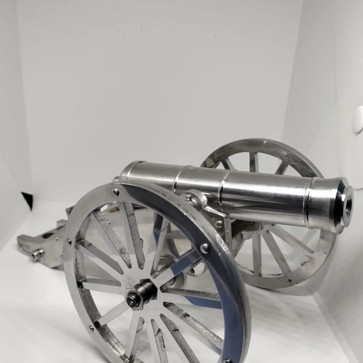 Napoleonic Era Field Cannon Stainless Steel Mini Cannon Model, Military Collector Ornament Collectible