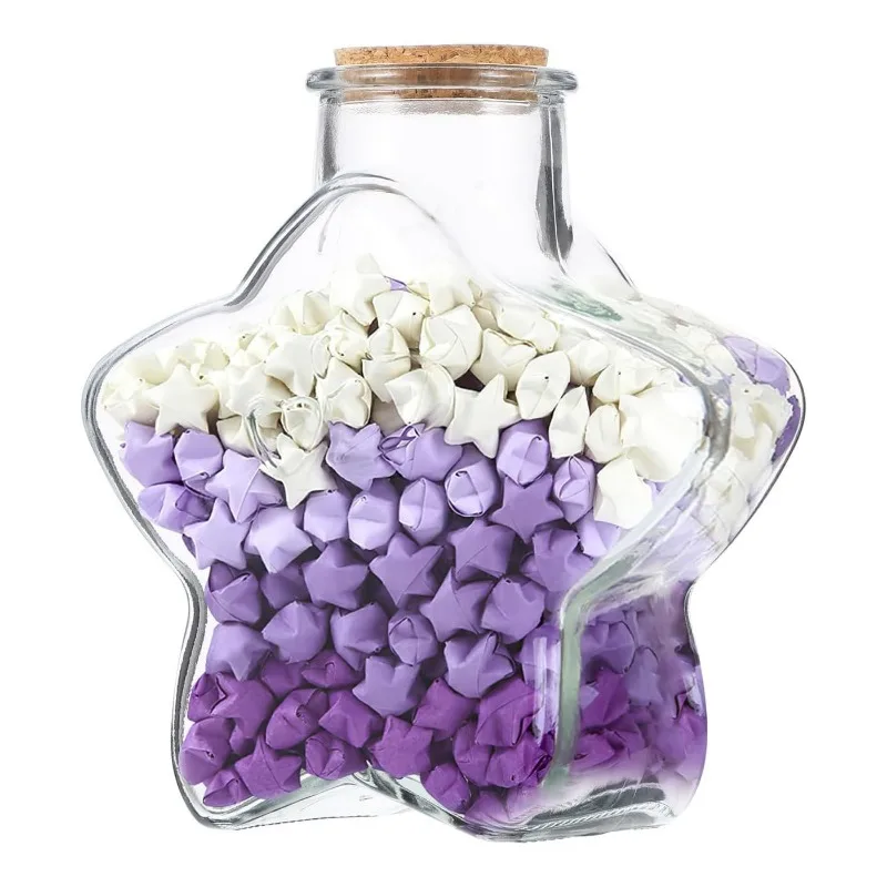 Transparent Star Shape Glass Bottle Five-pointed Star Glass Bottles Clear Storage Boxes DIY Craft Present Ornaments Accessories
