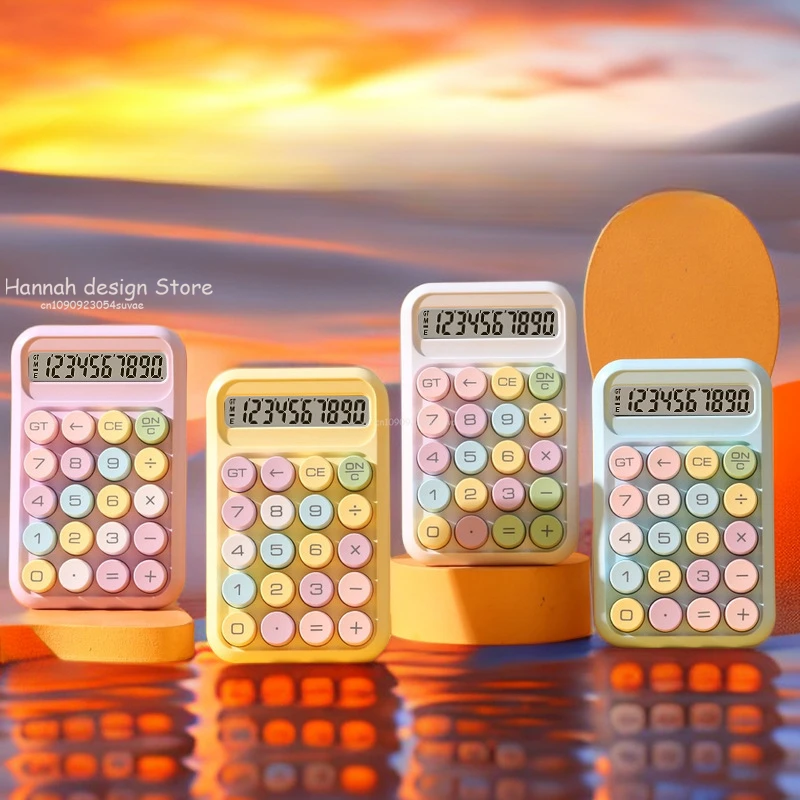 Keyboard Calculator Office 10-digit Mechanical Buttons Calculator Cute Candy Color School Supplies Students/Finance Stationery