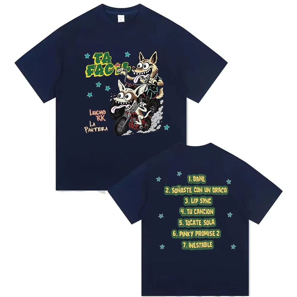 Rapper Ta Facil La Panter Lucho Rk Album 2026 Grafik-T-Shirts Herren Hip-Hop Gothic Retro Baumwolle Kurzarm-T-Shirt Streetwear – Detail 7