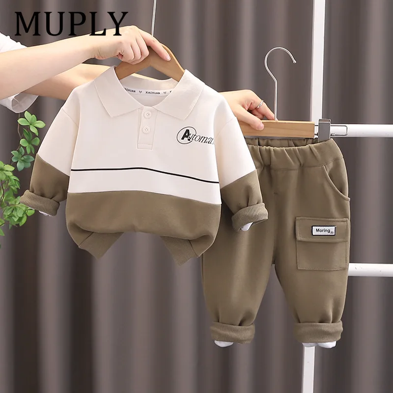 

Baby Warm Sets 2025 Spring Autumn New Trend Suit Boys Girls Sweatshirt Outfit Kids Cotton Top Casual Sports Pants 2Pcs 1-5Y