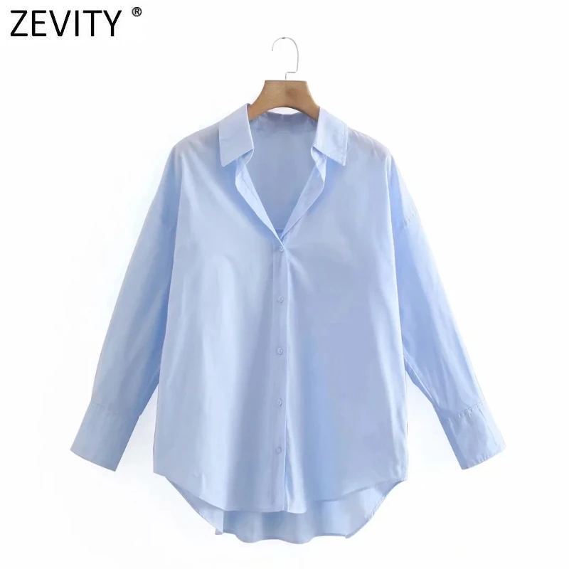 Zevity New Women Simply Candy Color Casual Slim Poplin Shirts Office Ladies Long Sleeve Blouse Roupas Chic Chemise Tops LS9405