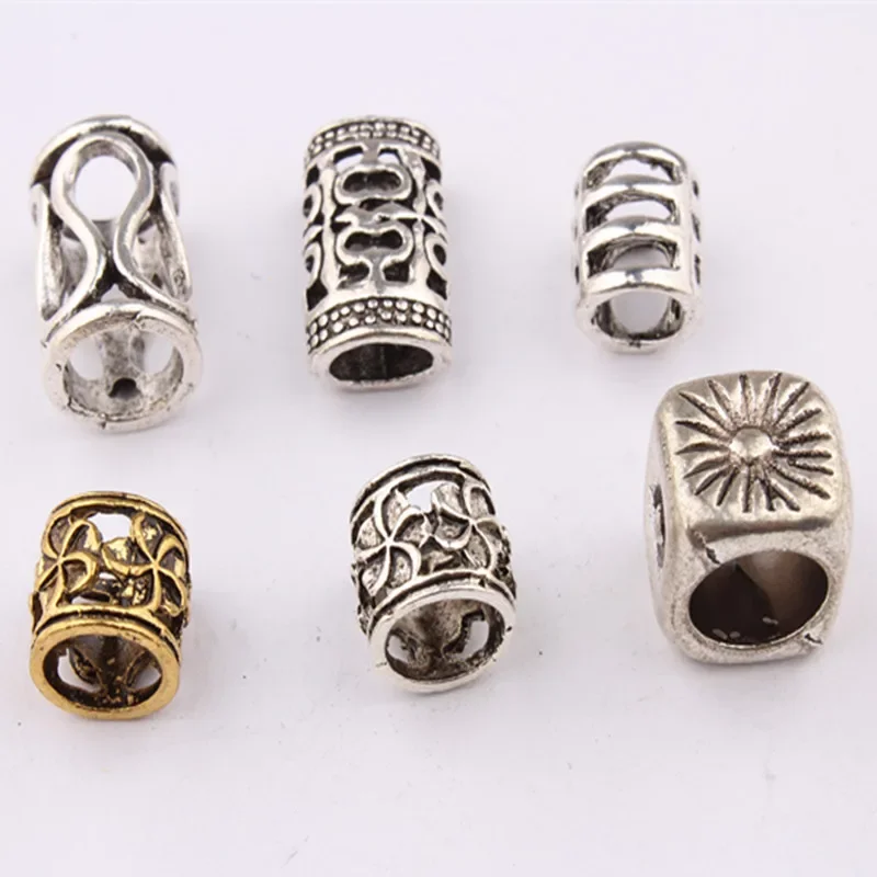 5 Pcs Metal African Hair Rings Beads Cuffs Tubes Charms Dreadlock Dread Hair Braids Jewelry Decoration Accessories