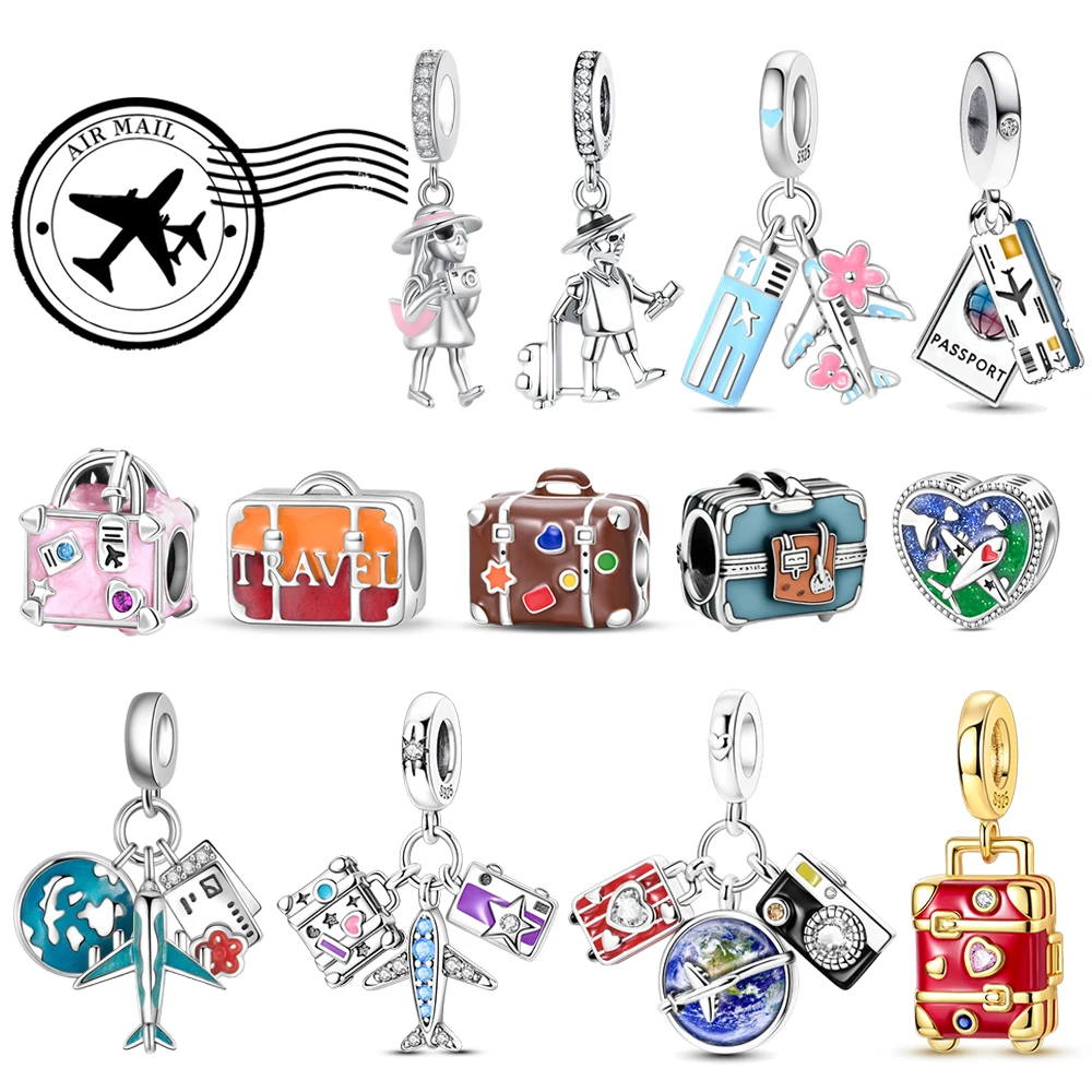 

Неторопливое серебро 925 пробы, круглый мир, путешествия, самолет, билет, подвеска для багажа, подходит для браслета «сделай сам», ожерелье, сувениры в аэропорту, подарок