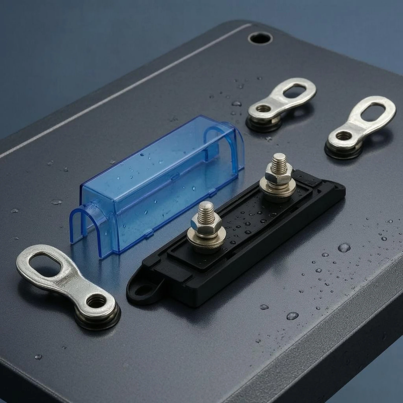 ANL Fuse Box Nylon 66 High-Current Fuse Holder Electrical Protection Transparent Blue Cover Corrosion Resistant