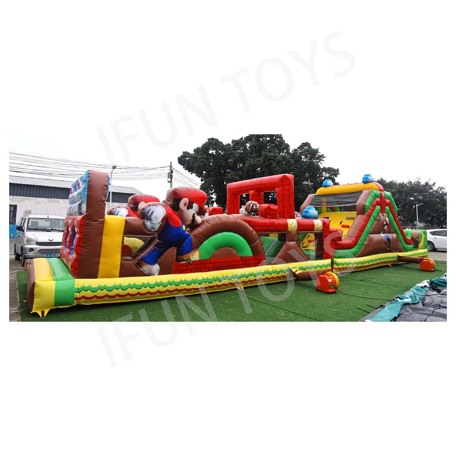 Commercial Brothers Bouncer Castle with Slide Inflatable Obstacle Course for Amusement Park