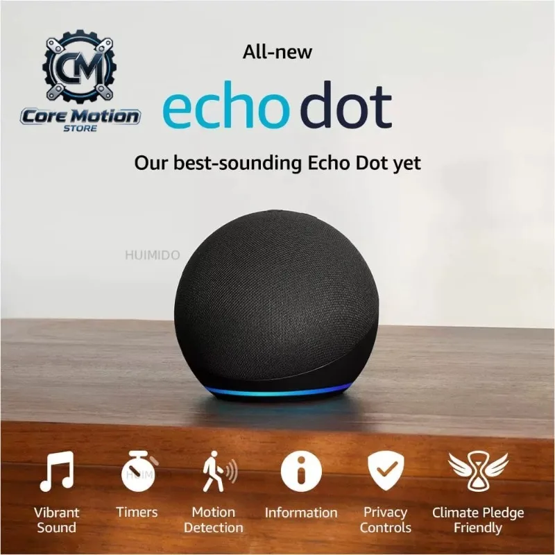 Smart Speaker with Clock Display | Echo Dot 5th & 4th Generation Alexa Voice Assistant Combo