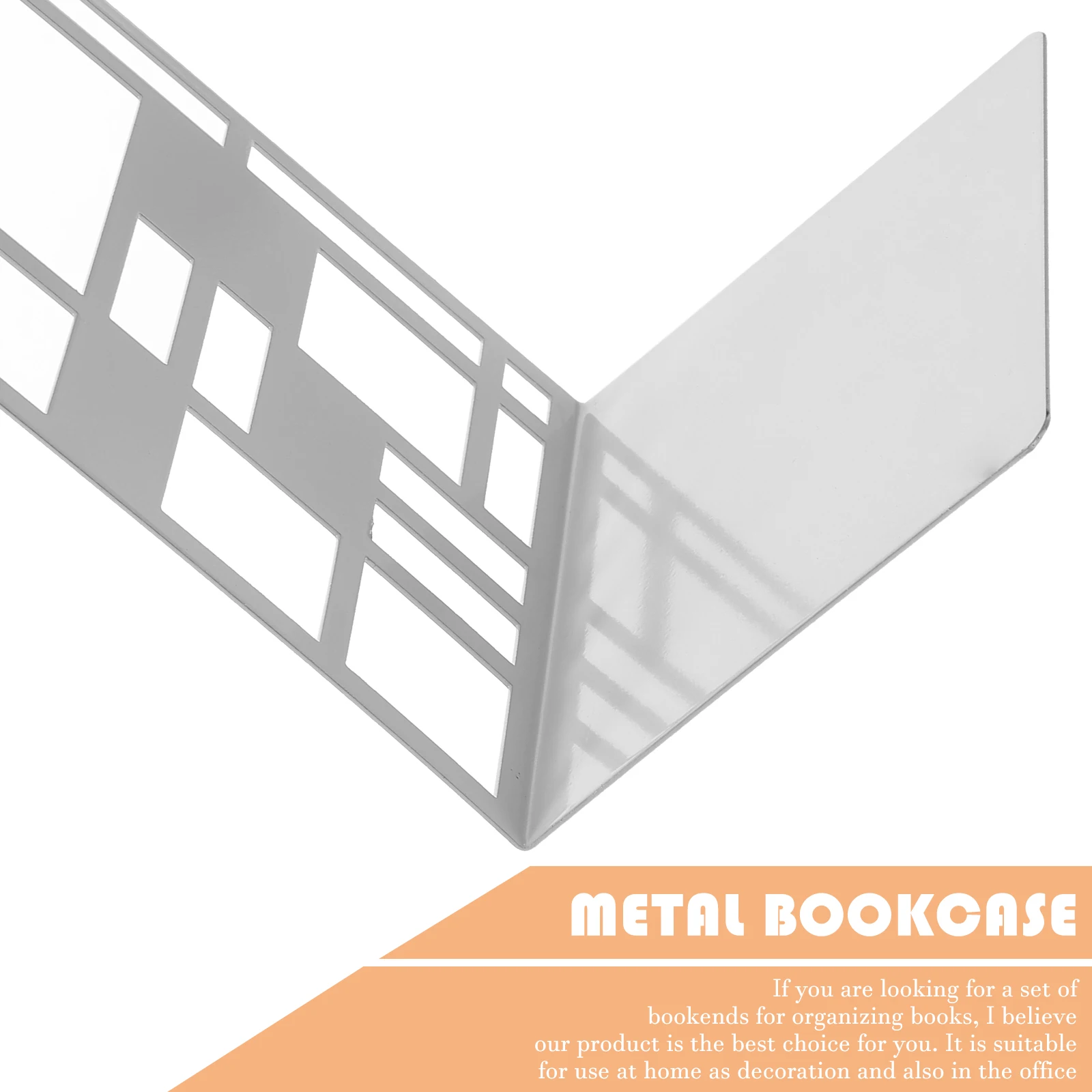 

1 Pair Metal Bookends Square Grid Design Non-Slip Book Organizers For Desk Study Office Decorative Storage Holder