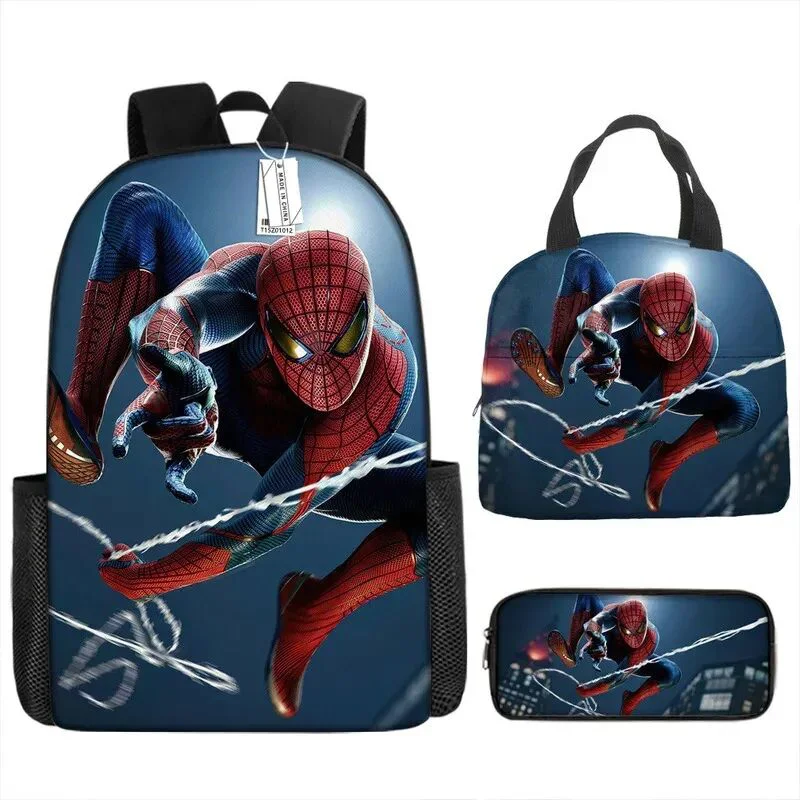 Marvel Comics Spidermans Backpack Student Schoolbag Large Capacity Breathable Lightweight Backpack Lunch Bag Pencil Case Gift