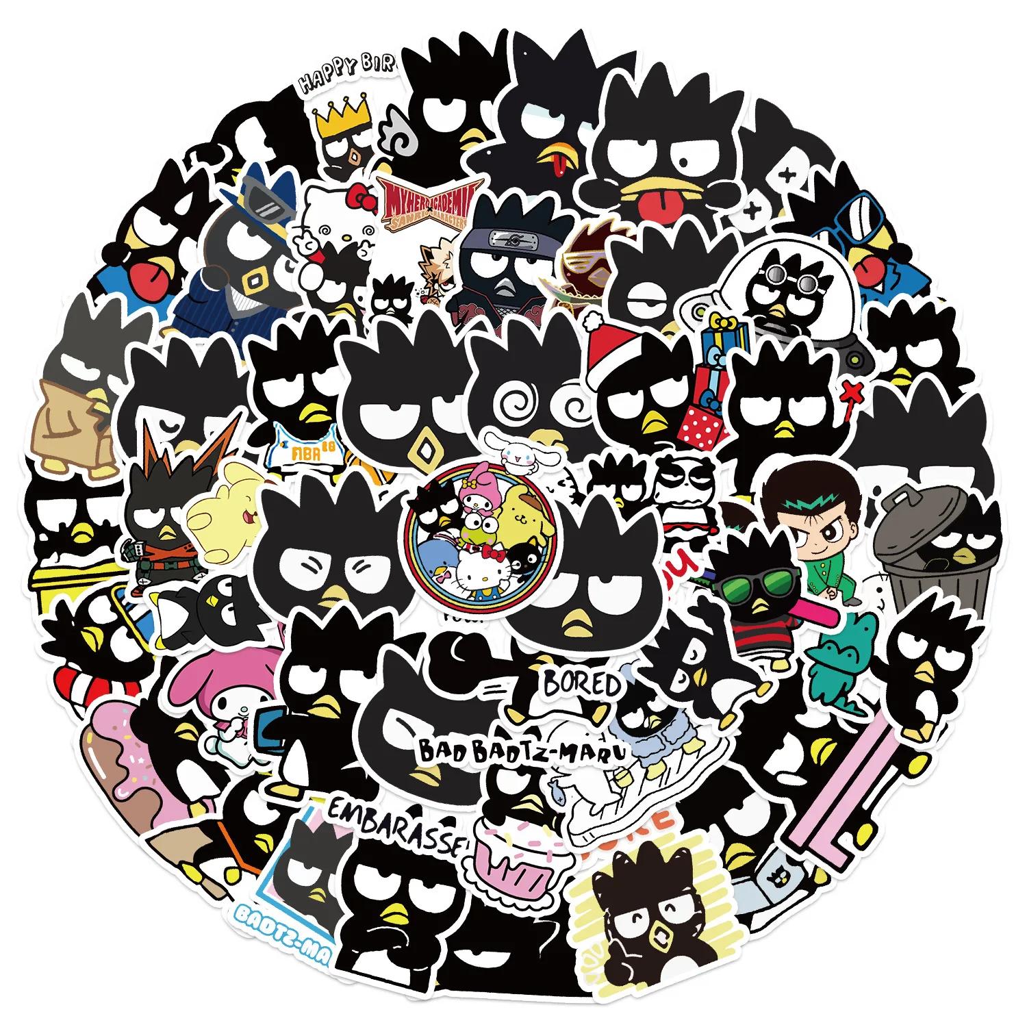 10/30/50pcs Bad Badtz Maru Cartoon Stickers Sanrio Anime Sticker Diary Scrapbooking Fridge Laptop Skateboard Car Decal Toy Gift