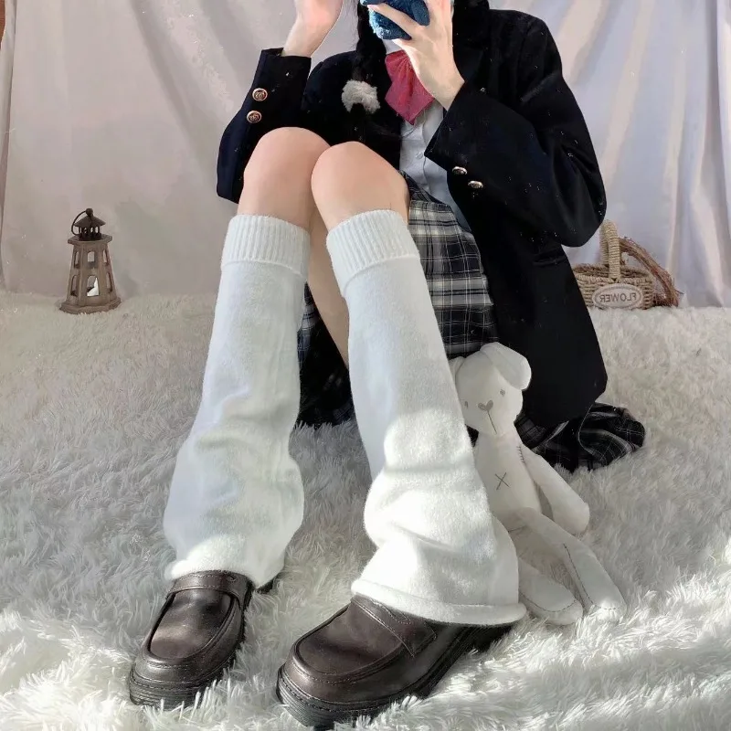 Calentadores de piernas JK de estilo japonés: calcetines de tubo apilables, calcetines superpuestos en forma de campana para mujer, ropa de calle de moda ‌
