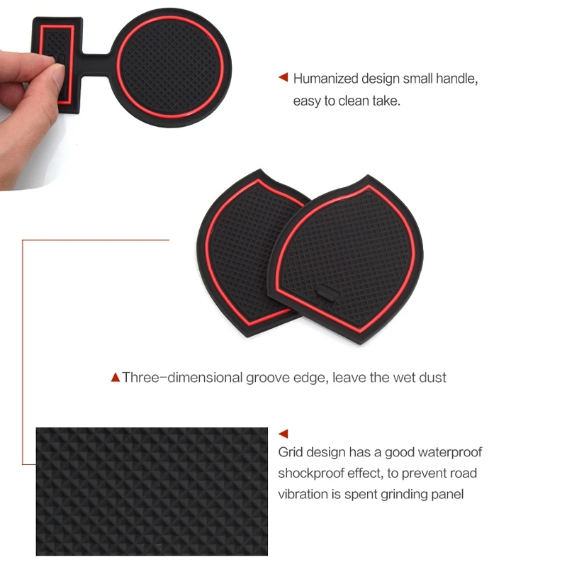 Gate Slot Mats For Toyota Hilux SR5 4X4 Hilux REVO Hi-Rider Manual 15-18 Door Pad/Cup Non-Slip Mats