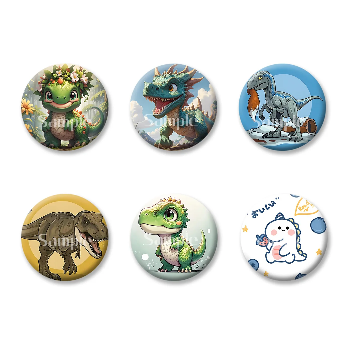 

Dinosaur World T. rex Cute Anime Cartoon Flash Badge Keychains Makeup Mirror Fridge Magnet ACG Goods Game Peripherals Toy Gift