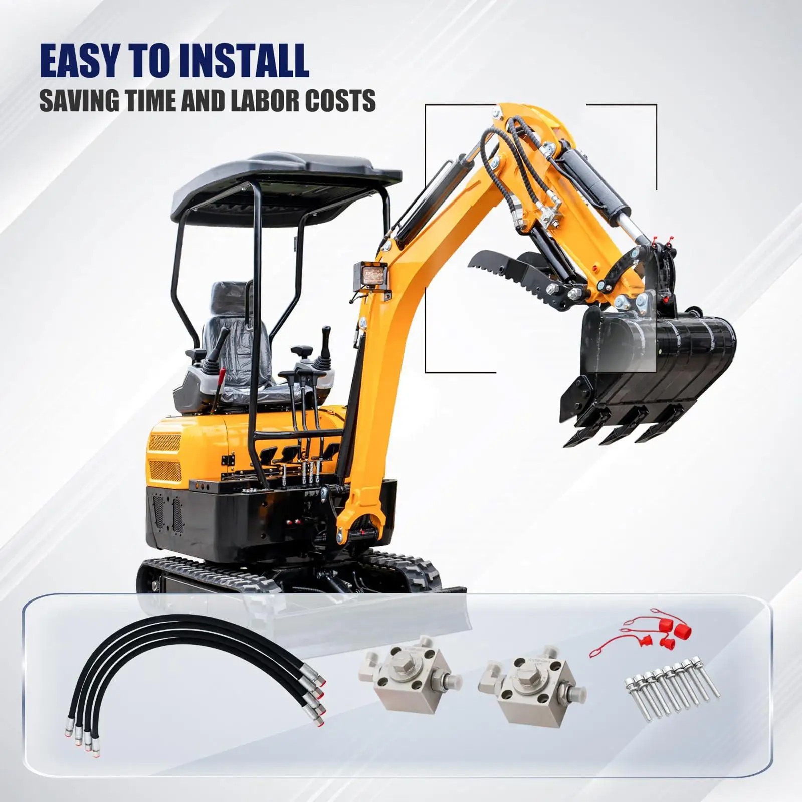 

Durable Mini Excavator 3 Way Diverter Valves Kit Quick Connector Hydraulic Hoses for Worksite Efficiency