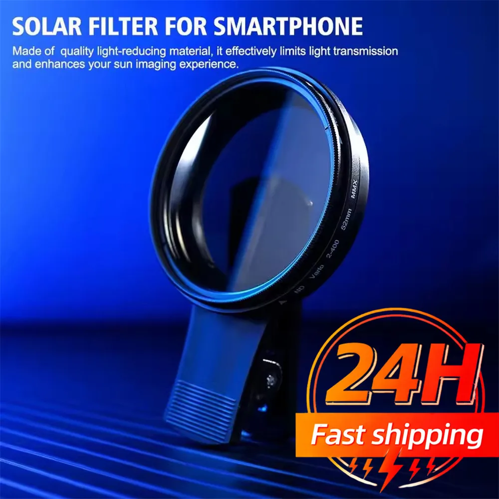 

FANGTUOSI Universal Clip-on ND 2-400 Adjustable Density Filter Angle 52MM Universal Phone Polarizer Wide Angle Lens Accessories