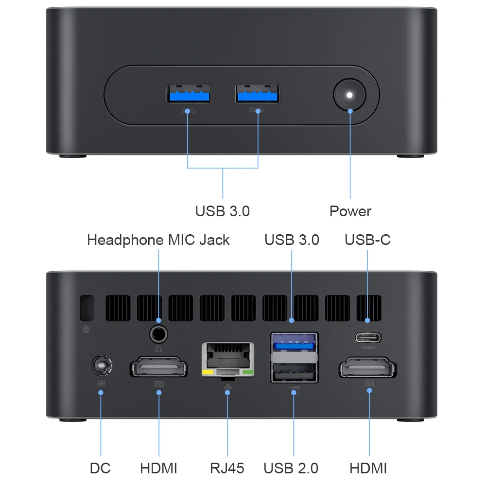Ninkear N10 Mini PC Computer Intel N100 up to 3.4GHz 16GB DDR4 512GB SSD WIFI HDMI 2.0*2 Support Dual-screen WIindows 11 /Linux