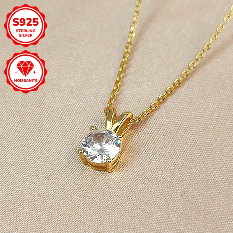 

1PC 1/2/3Carat 925 Sterling Silver Moissanite Necklace, Cute Bunny Design, Ideal Birthday or Holiday Gift.