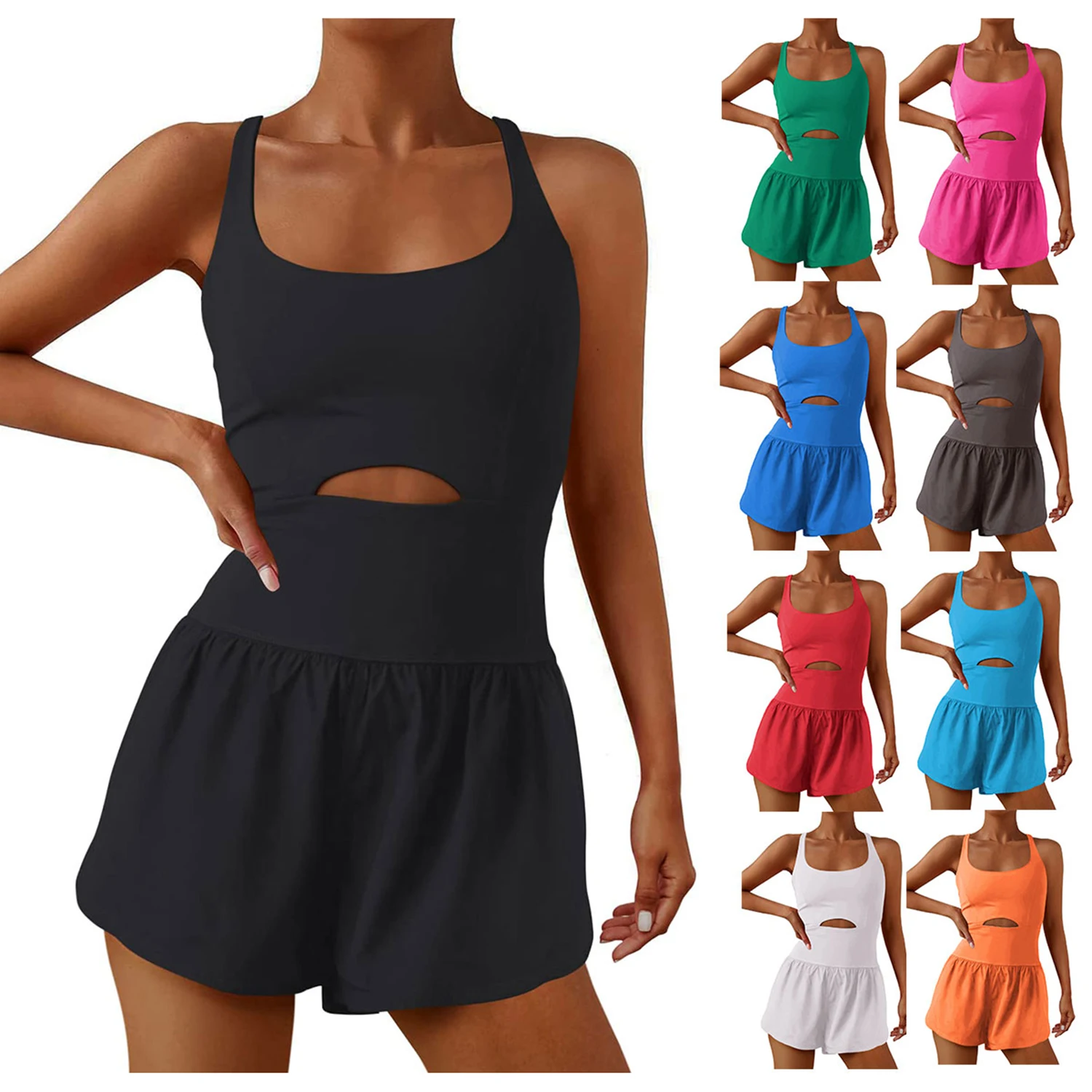 2024 New Arrival Hot Selling Sexy Outdoor Sports Women Shorts + Sleeveless Tank Top Casual Jumpsuit Summer Daily Wear Clothes