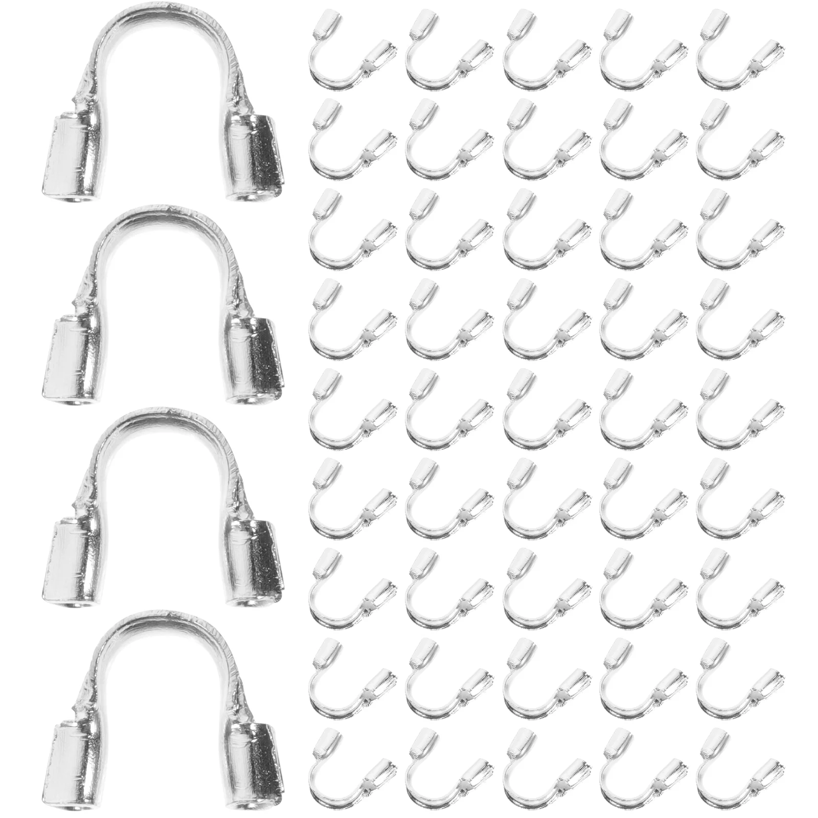 

100 Pcs Cable U-shaped Buckle Accessories Jewlery Thread Protector Loop Silver Wire Jewelry Tool