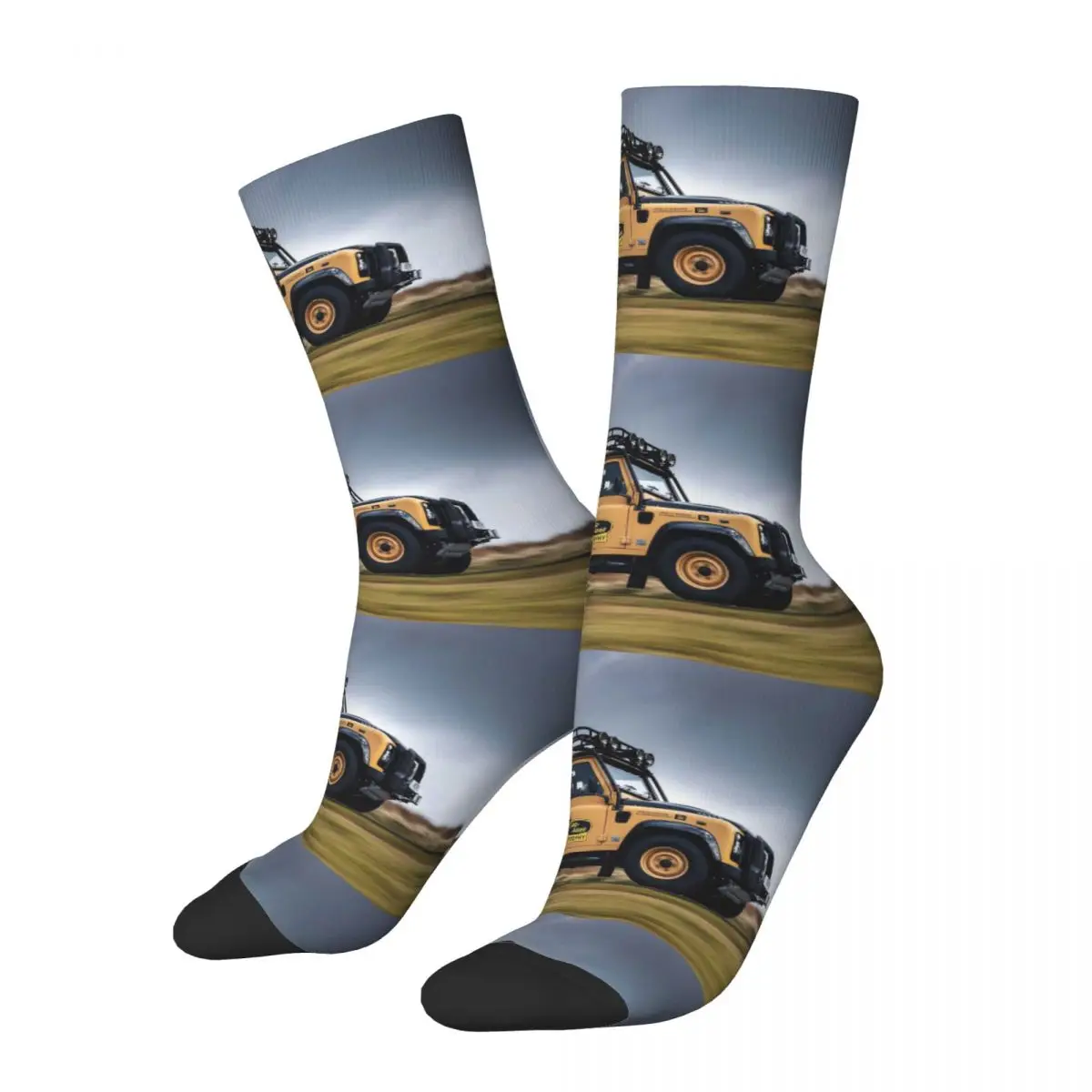 Funny Crazy Sock for Men Vehicle Hip Hop Harajuku Camel Trophy Defender 110 Happy Quality Pattern Printed Boys Crew Sock