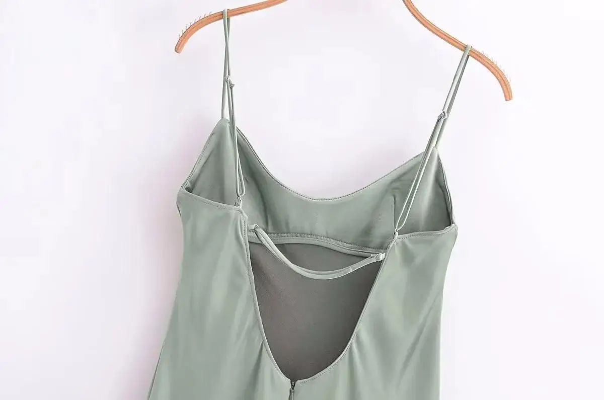 Summer Backless Camisole Dress Women Green Slim Midi Party Dresses