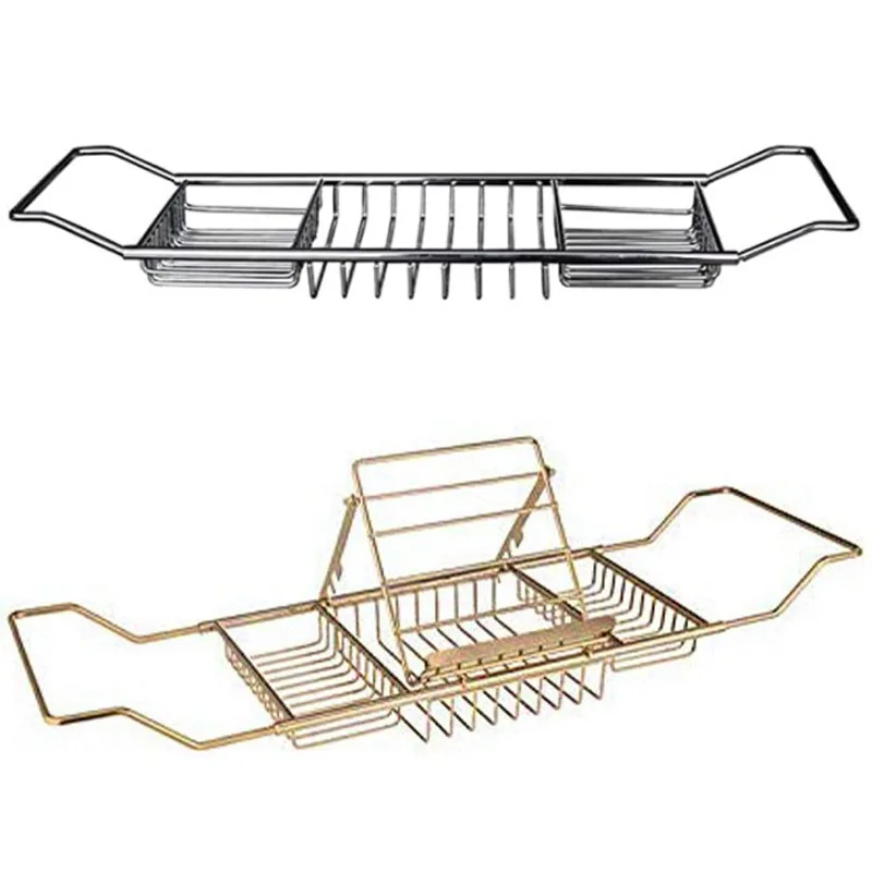 

Bathtub Shelf Storage Holder Rack Stainless Bathtub Tray Expandable Bath Table Shelf Over Bath Tub Racks Optional with Stand