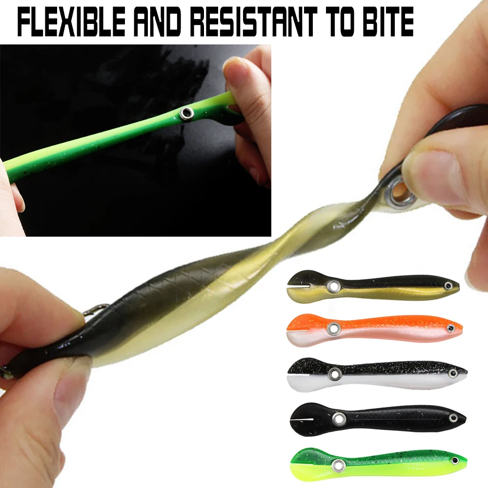 5PCS/Lot Soft Fishing Bait 6g 10cm Wobble Tail Lure Silicone Small Loach Artificial Baits For Bass Pike Fishing With Hook&Box image 4