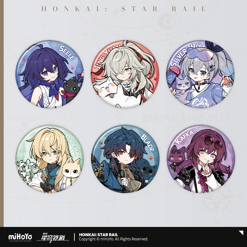 

Presale Honkai: Star Rail Official Merchandise Little Cat Series Tinplate Badge Kafka Blade Lucoha Silver Wolf Jing Yuan Seele